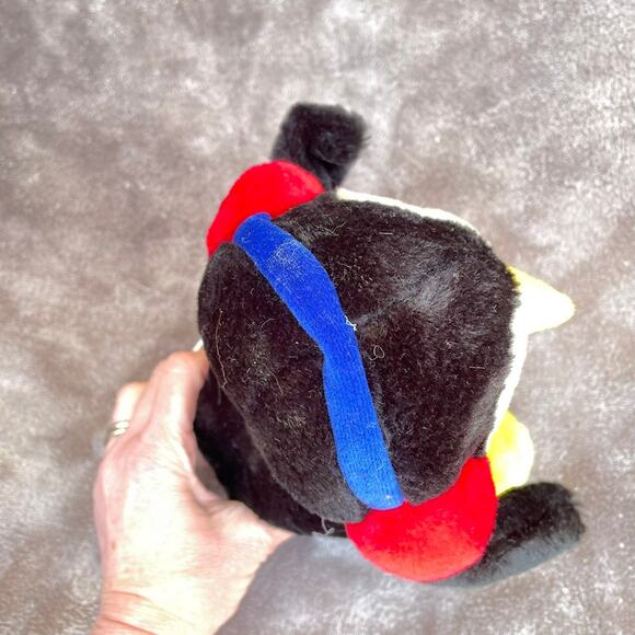 Vintage 90s HugFun Penguin Plush Ear Muffs Bow Tie Stuffed Animal TAGS 9" READ - Picture 6 of 12